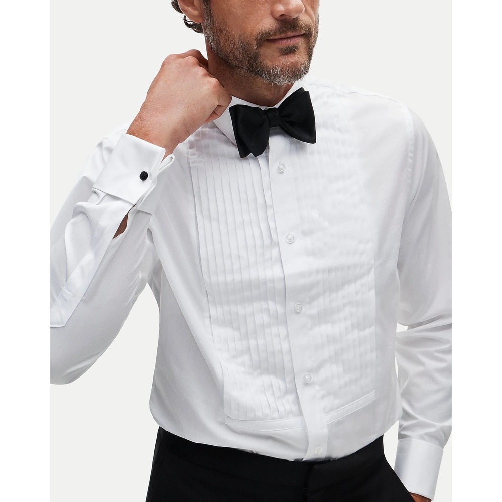 J.Crew Men 15/34 Tuxedo Shirt White Pleated Bib French Cuffs Slim Fit BN777 NWOT